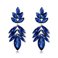 Aqua Green Green Layered Leaf Openwork Crystal Four Designs Metal Dangle Earrings view 6