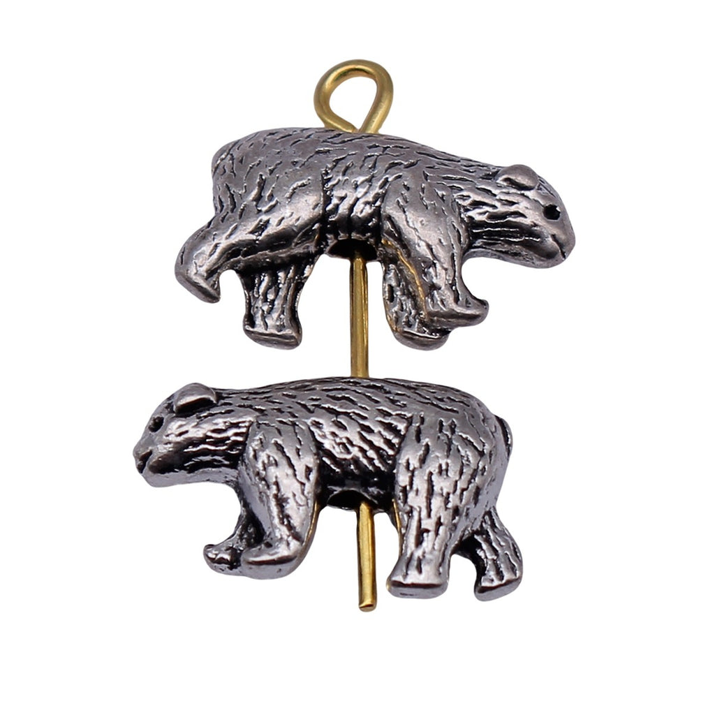 15x9.5mm 1.6g Antique Silver Zinc Alloy Bear Hole Beads for DIY Bracelet Jewelry Making
