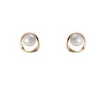 Gold Irregular Open Frame Pearl Stud Earrings Large view 5