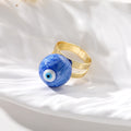 Gold Tone Swirled Resin Evil Eye Adjustable Rings in Nine Colors view 10