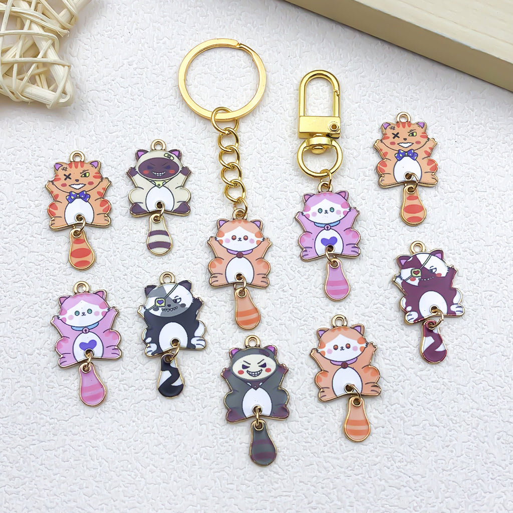 Zinc Alloy Cartoon Cat Movable Tail Charm Pendant for DIY Earrings Necklace Keychain