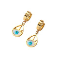 Gold Tone Evil Eye Huggie Drop Earrings in Five Designs view 5