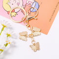 Gold Triple Rhinestone Butterfly Charm Metal Keychain view 4