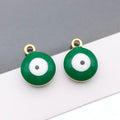 Stainless Steel Enamel Round Evil Eye Charm Pendant for DIY Bracelets and Necklaces