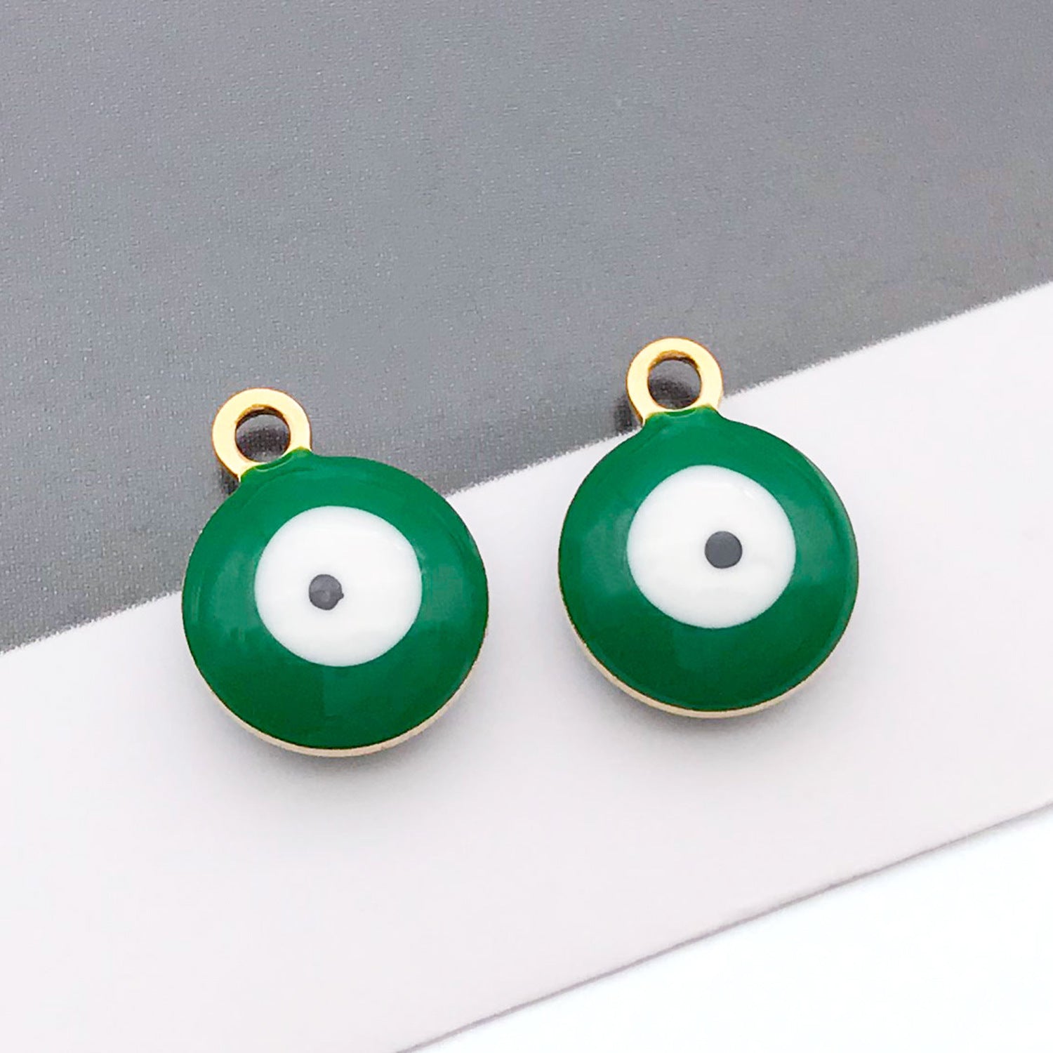 Stainless Steel Enamel Round Evil Eye Charm Pendant for DIY Bracelets and Necklaces