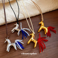 Beaded Horse Pendant Cord Necklace in Three Finishes view 1