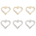 Crystal-Accented Gold Silver Heart Alloy Pendant Components in 2 Styles view 2