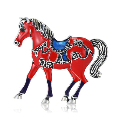 Enamel Horse Brooch on white background