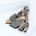 Geometric Lady Brooch in Black and Bronze Acrylic Art Pin view 2