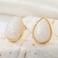 Gold Tone Opal Effect Teardrop Stud Earrings in Five Colors view 6