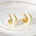 Color Resin Chunky Hoop Studs with Gold Tone Inner Curves view 7
