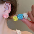 Crystal Cluster Flower Stud Earrings in Four Colors view 2
