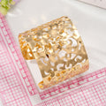 Gold Tone Wide Irregular Openwork Hammered Cuff Bracelet view 3