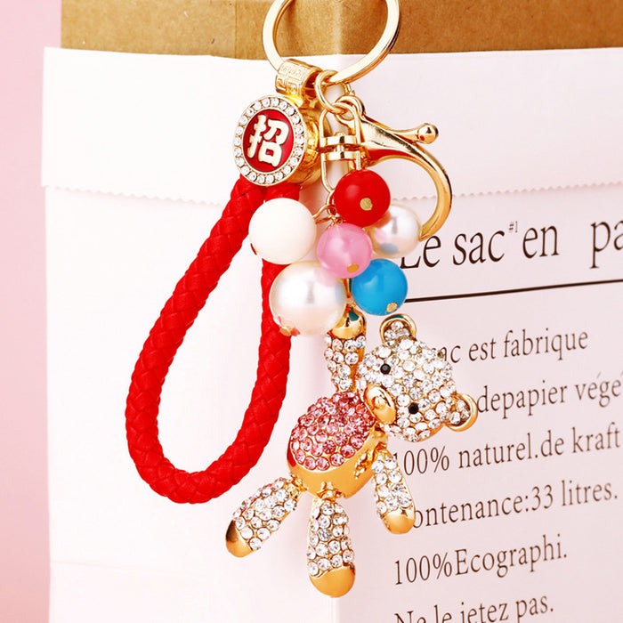 Balloon Bear Keychains in Blue and Pink with Six Fortune Loop Colors