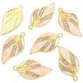 Striped Enamel Leaf Metal Jewelry Charms, 10 Colorways view 12