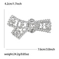 Long Openwork Crystal Bow Brooch in Gold or Silver Tone view 6