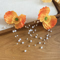 Orange Fabric Poppy Flower Pearl Tassel Earrings Necklace view 6