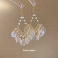Shell Sequin Chandelier Hook Earrings in White Fashion Earrings view 4