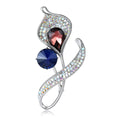 Silver Calla Lily Crystal Brooch Blue Purple Rhinestone Pin view 5