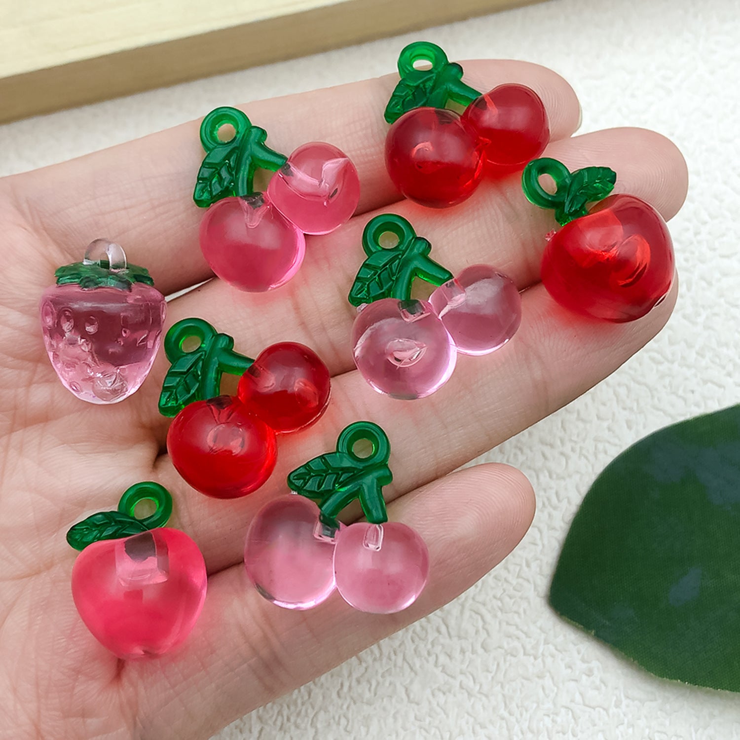 Acrylic Cherry Strawberry Fruit Charm Pendant for DIY Earrings Bracelet Necklace Making