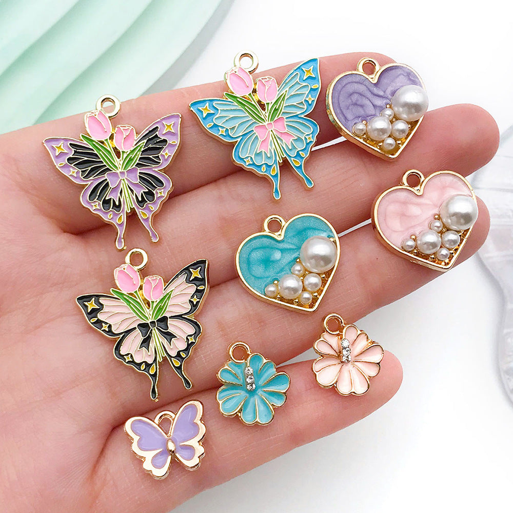 Enamel Zinc Alloy Butterfly Charm Pendants for DIY Bracelet Necklace Earrings Keychain