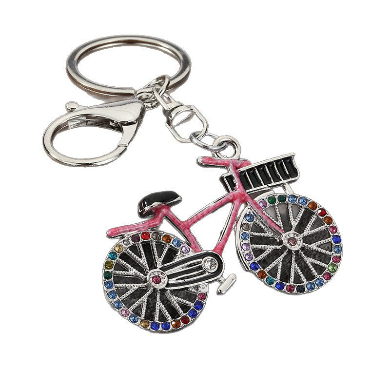 Rhinestone Bicycle Alloy Keychain Fashion Bike Model Pendant Gift