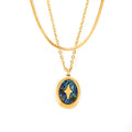 Gold Oval Abalone Shell Star Pendant Necklace Herringbone view 5