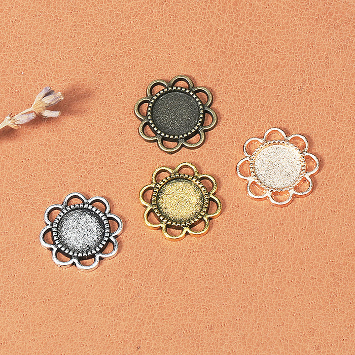 Mini Round Six Petal Flower Cabochon Trays in Four Finishes