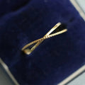Gold Tone Thin Crossed Beaded Band Ring Sizes 6 to 10 view 2
