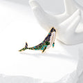 Green Gold Tone Dolphin Enamel Metal Brooch Pin for Jackets and Lapels view 5