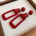 Red Rectangular Flocked Statement Drop Earrings Fashion Jewelry view 6
