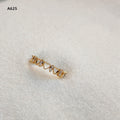 Gold Open Heart And Baguette CZ Adjustable Band Ring view 6