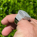 Silver Tone Cushion Pavé Iced Out Statement Ring Sizes 6-10 view 3