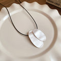 Black Cord Silver Brushed Metal Pendant Necklace Two Styles view 6