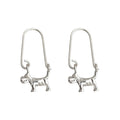 Silver Long Hook Three Dimensional Puppy Dog Charm Earrings view 5