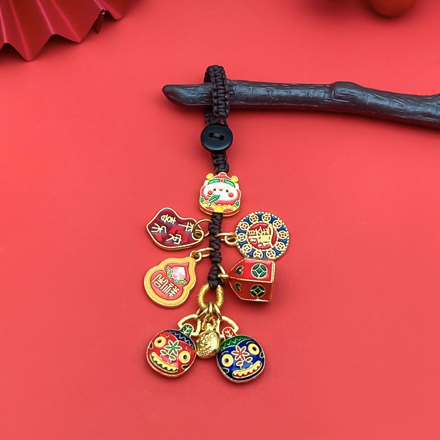 Zinc Alloy God of Wealth Pixiu Family Charm Pendant for DIY Keychain Phone Strap