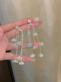 Pastel Bell Flower Chain Drop Earrings in Two Colors view 7