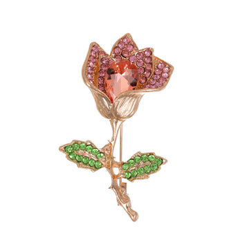 Rose Crystal Two Designs Metal Brooch Pin for Jackets and Lapels