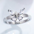 Silver Tone Butterfly Clear CZ Cocktail Ring Sizes 6-10 view 4