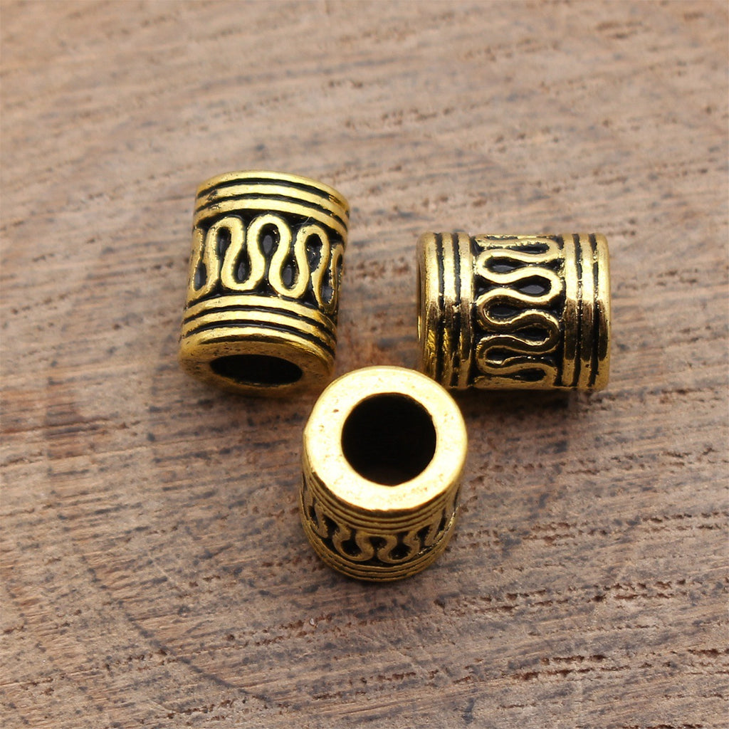 9.5x7.8x7.7mm 1.7g Multi-Color Zinc Alloy S Pattern Tube Large Hole Beads for DIY Jewelry and Dreadlocks