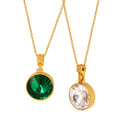Round Faceted Glass Stone Pendant Necklace Gold Or Silver view 5