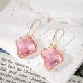 Fan and Diamond Faceted Glass Dangle Earrings Gold Hooks 4 Styles view 4