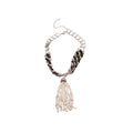 Black and White Crystal Chain Necklaces with Hand Tassels view 5