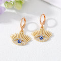 Gold and Silver Tone Crystal Lash Evil Eye Huggie Earrings view 8