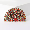 Rhinestone Peacock Fan Brooch Full Crystal Spread Tail Pin view 10