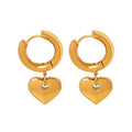 Heart Charm Huggie Hoop Earrings Gold Or Steel Finish view 5