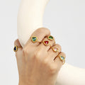 Open Gold Ring With Triangle Faceted Czech Glass Stone view 4