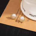 White Pearl Look Gold Lace Halo Small Stud Earrings view 3