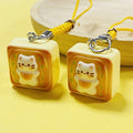 Resin Cat Toast Square Phone Charm Yellow Cord Strap view 2