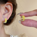 Pastel Enamel Flower Hoop Earrings in Three Colors view 6